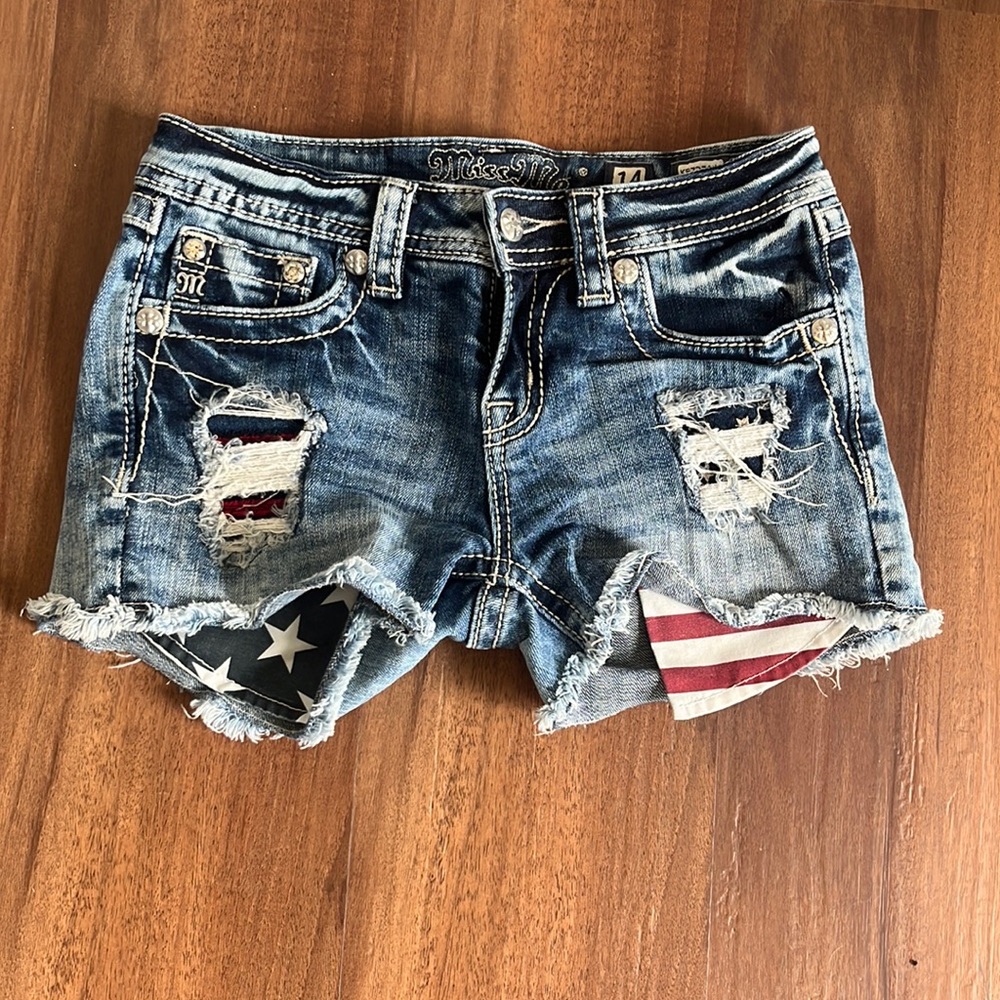 Miss me girls American flag shorts